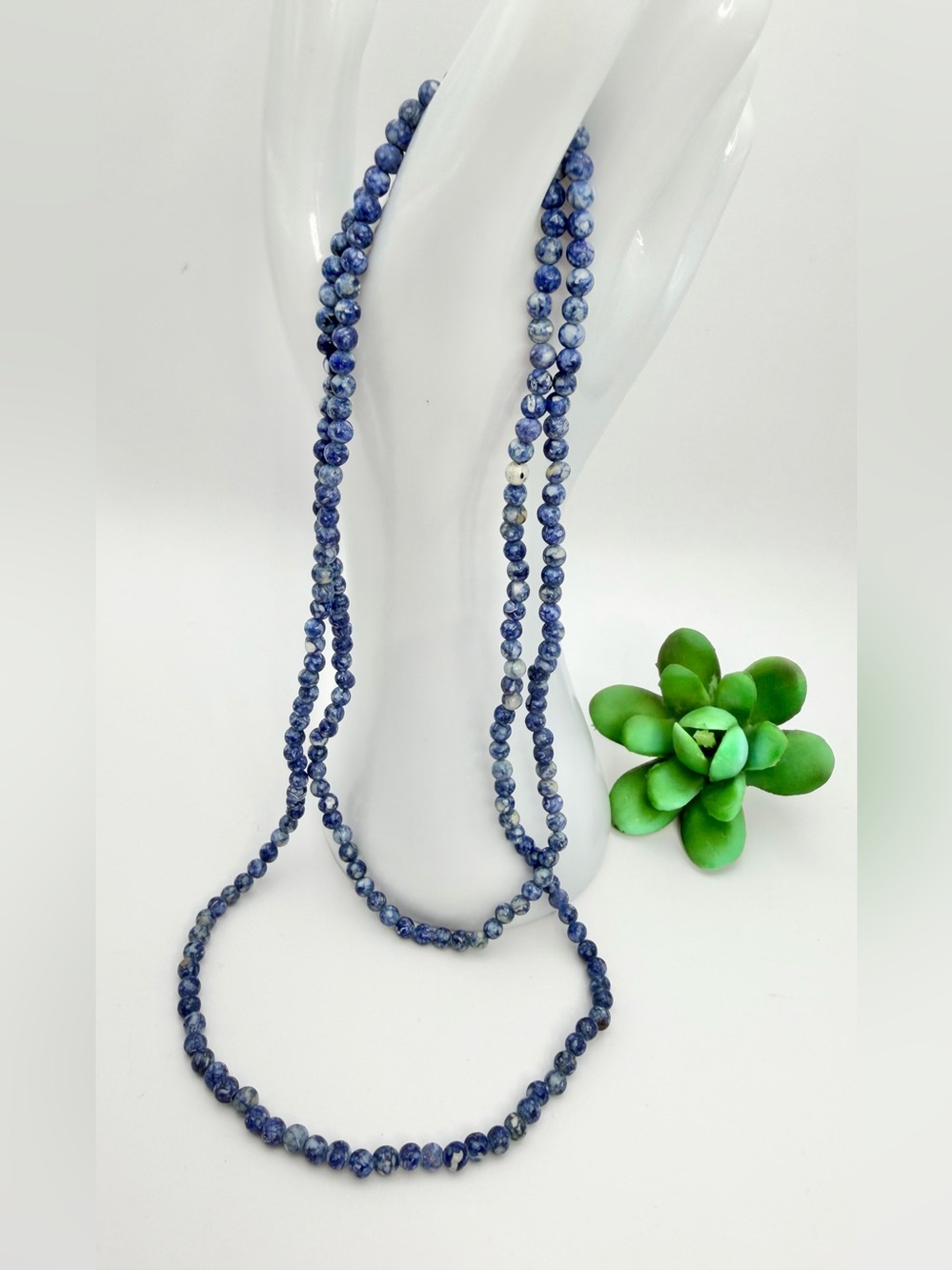 Blue Sodalite Beaded Necklace - Elegant Women's Jewelry